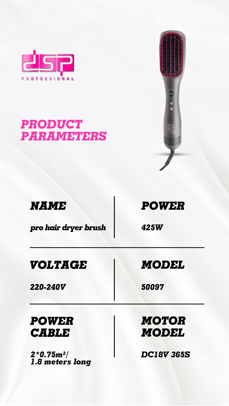 DSP Professional Hot Air Brush for All Hair Types Hair Straightener Private Label Electric Comb  Brush Fast Hair Dryer Brush