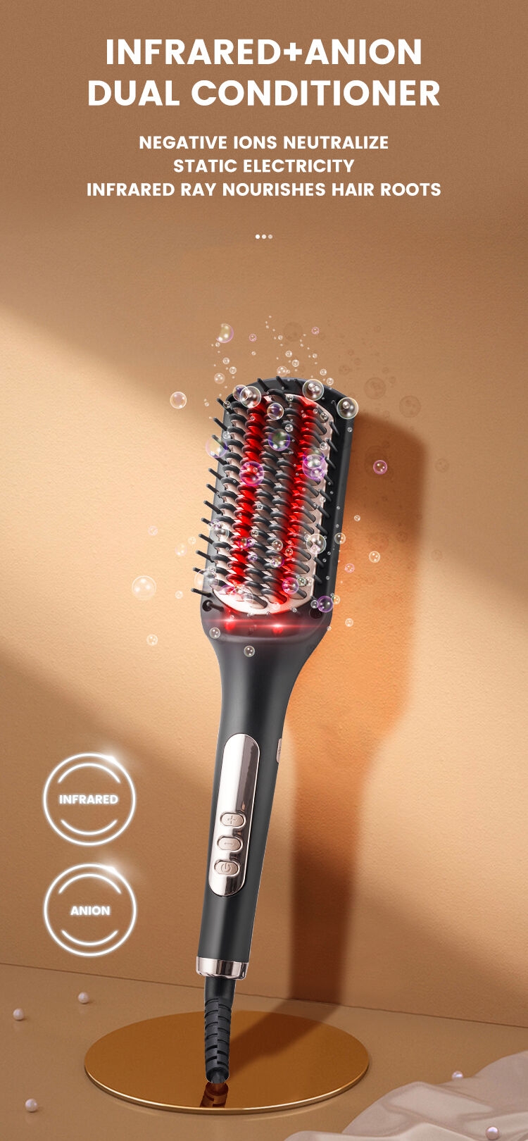 DSP Professional Private Label Hot Dryer Electric Comb One Step Hair Brush Ionic Hair Straightener Comb Styling Tool