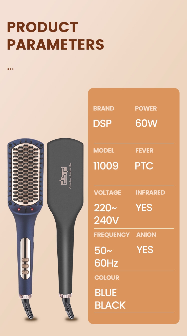 DSP Professional Private Label Hot Dryer Electric Comb One Step Hair Brush Ionic Hair Straightener Comb Styling Tool
