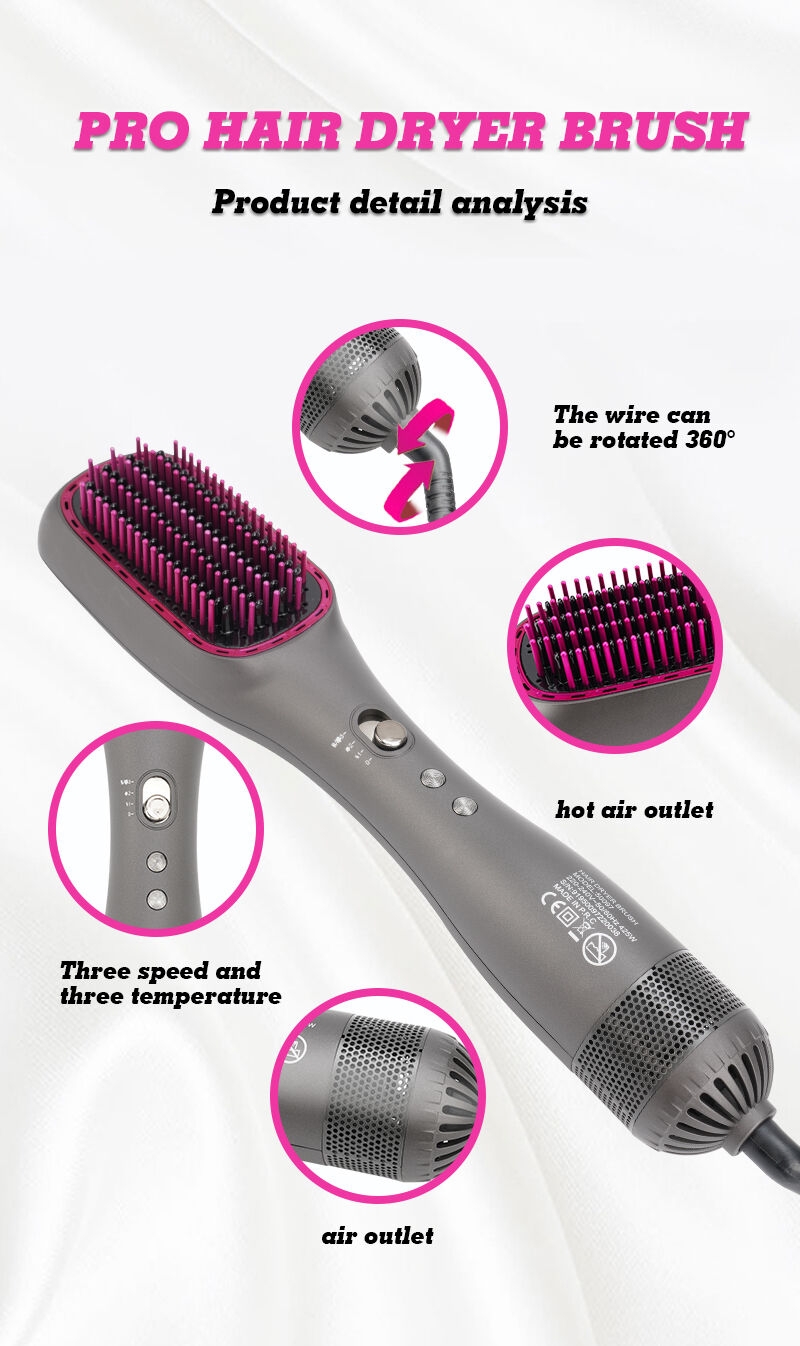 DSP Professional Hot Air Brush for All Hair Types Hair Straightener Private Label Electric Comb  Brush Fast Hair Dryer Brush