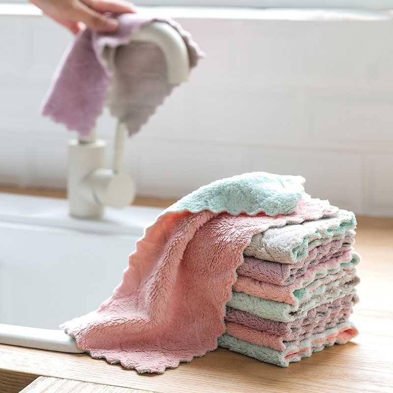 Wholesale Coral fleece double-sided dishcloth kitchen towel