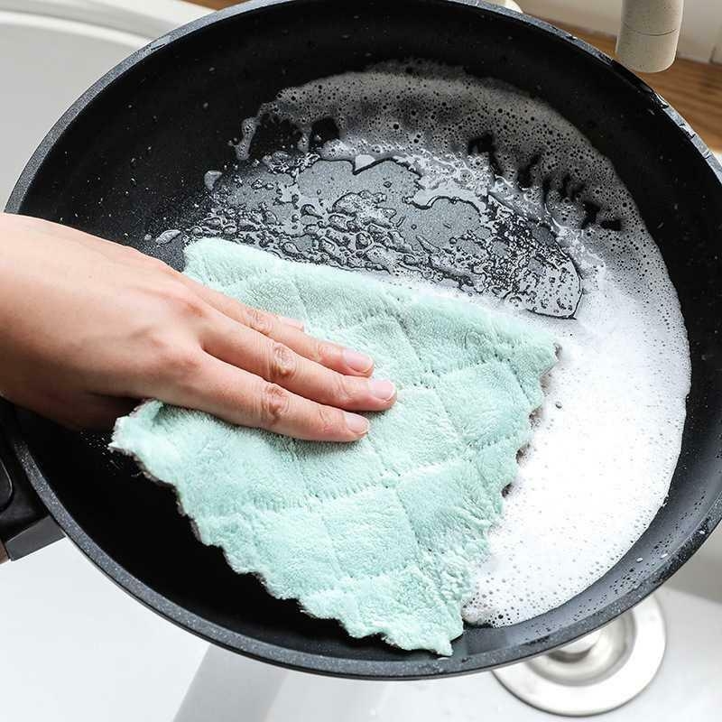 Wholesale Coral fleece double-sided dishcloth kitchen towel