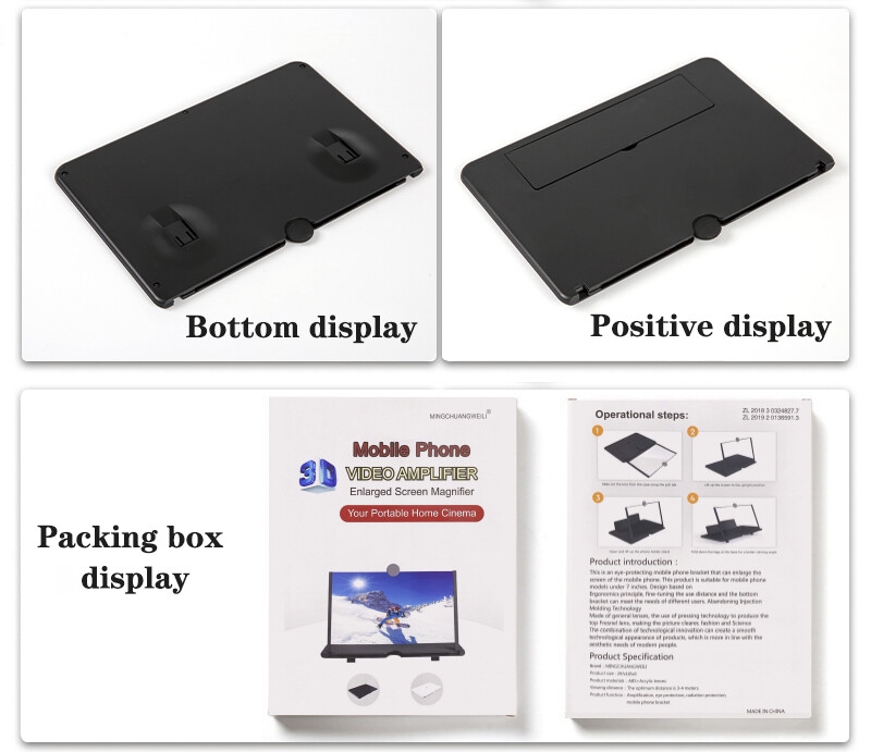 10英寸高清视频放大器支架3D手机屏幕放大镜折叠手机桌支架，用于电影和游戏