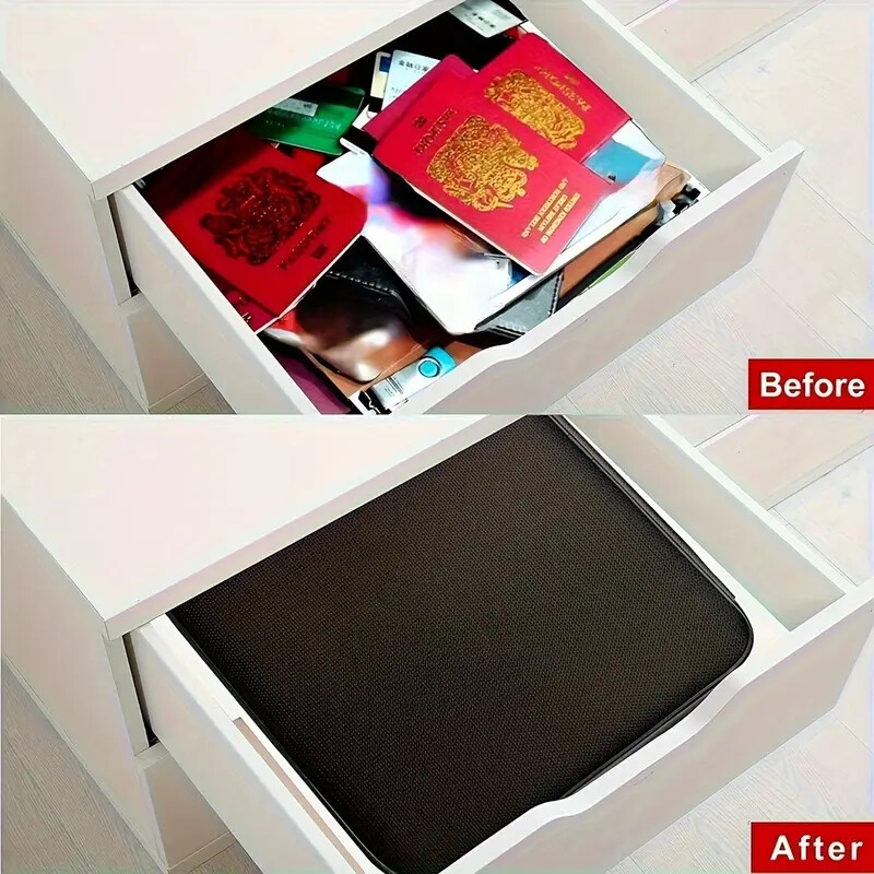 1pc fireproof document holder with combination lock multi layered protective organizer case for laptop passport and valuables secure zipper closure ideal for travel and office use 3