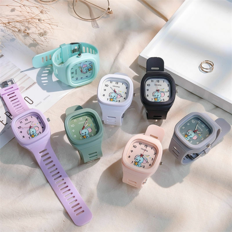 New square Watch Men Women Cartoon Jelly Watch Children Students Fashion College Sports Digital Quartz Watch