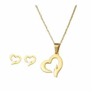 Ladies 2 In 1 Vintage Earrings and Necklace Set-Gold-like