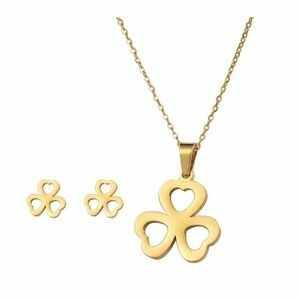 Ladies 2 In 1 Vintage Earrings and Necklace Set-Gold-like