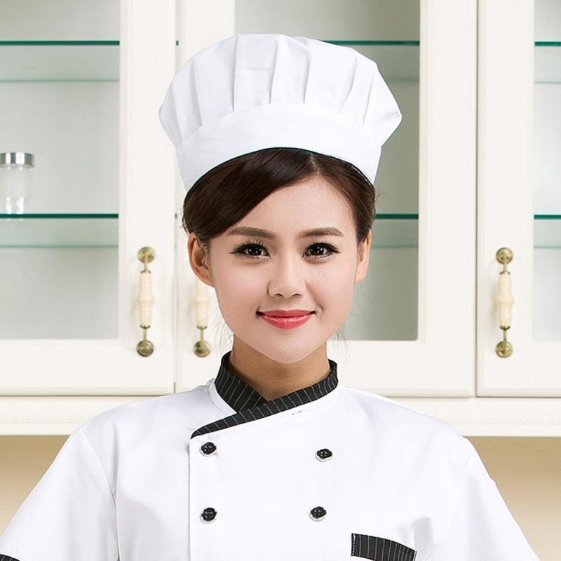 Adult Elastic White Chef Hat Baker BBQ Kitchen Cooking Hat Costume ...