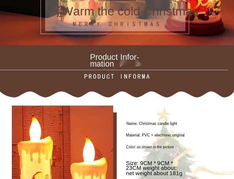 YY42 Led Simulation Flame Candle Santa Claus Snowman Decoration Night Light Christmas Decoration Candle Lights