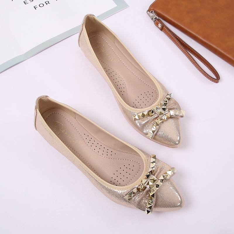 Fashion (Silver Silk)Soft Sole Foldable Women Ballet Flats Bowknot