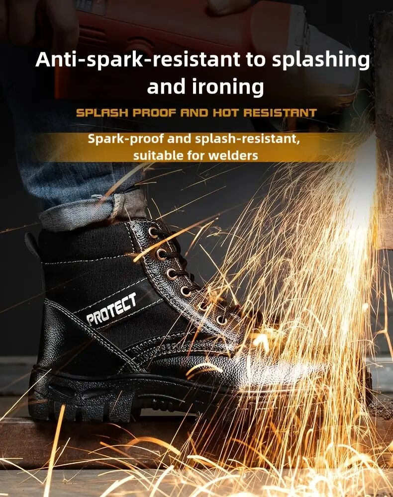 男女通用钢头鞋，复合材料安全鞋，坚固耐用的安全鞋，轻便钢头运动鞋，防滑防刺穿，气垫透气，适合工业建筑工作的鞋子 商品详情 6