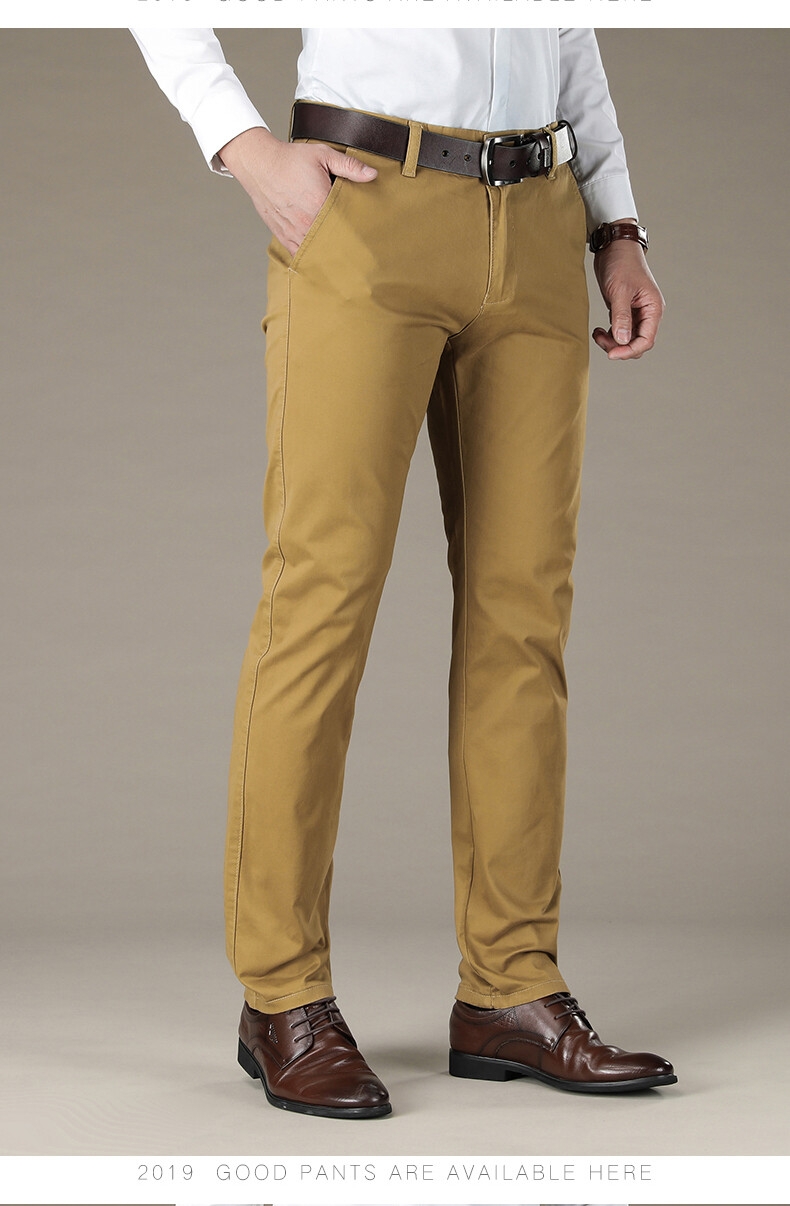 Fashion (deep Khaki)Mens Pants Cotton Pants Straight 4 Color Plus Size ...