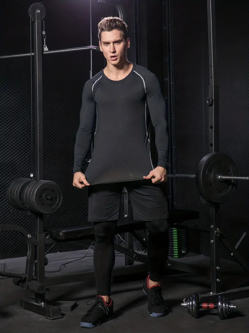 3pcs quick drying mens sports suit for casual and fitness training details 3