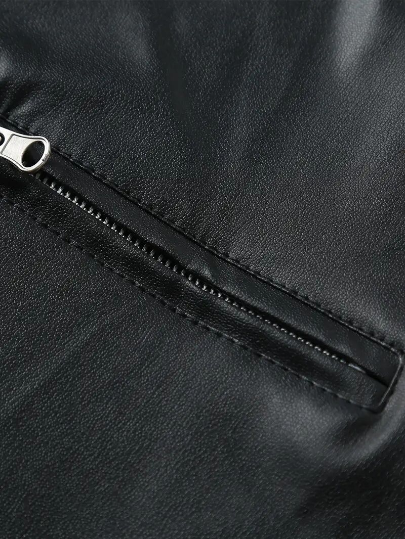 mens pu leather biker jacket for   black 3