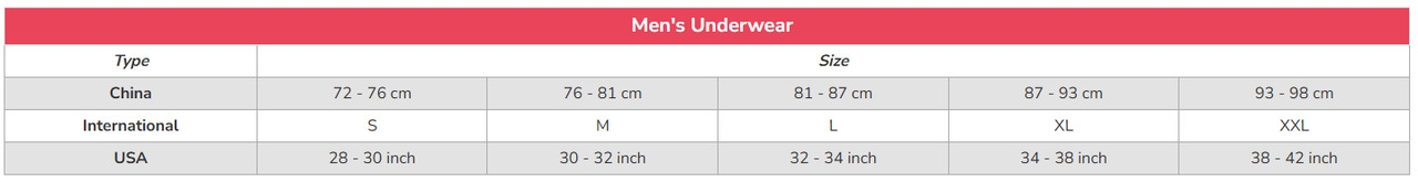 (CN) UNDERWEAR SIZE GUIDE Chrystal Adikinyi