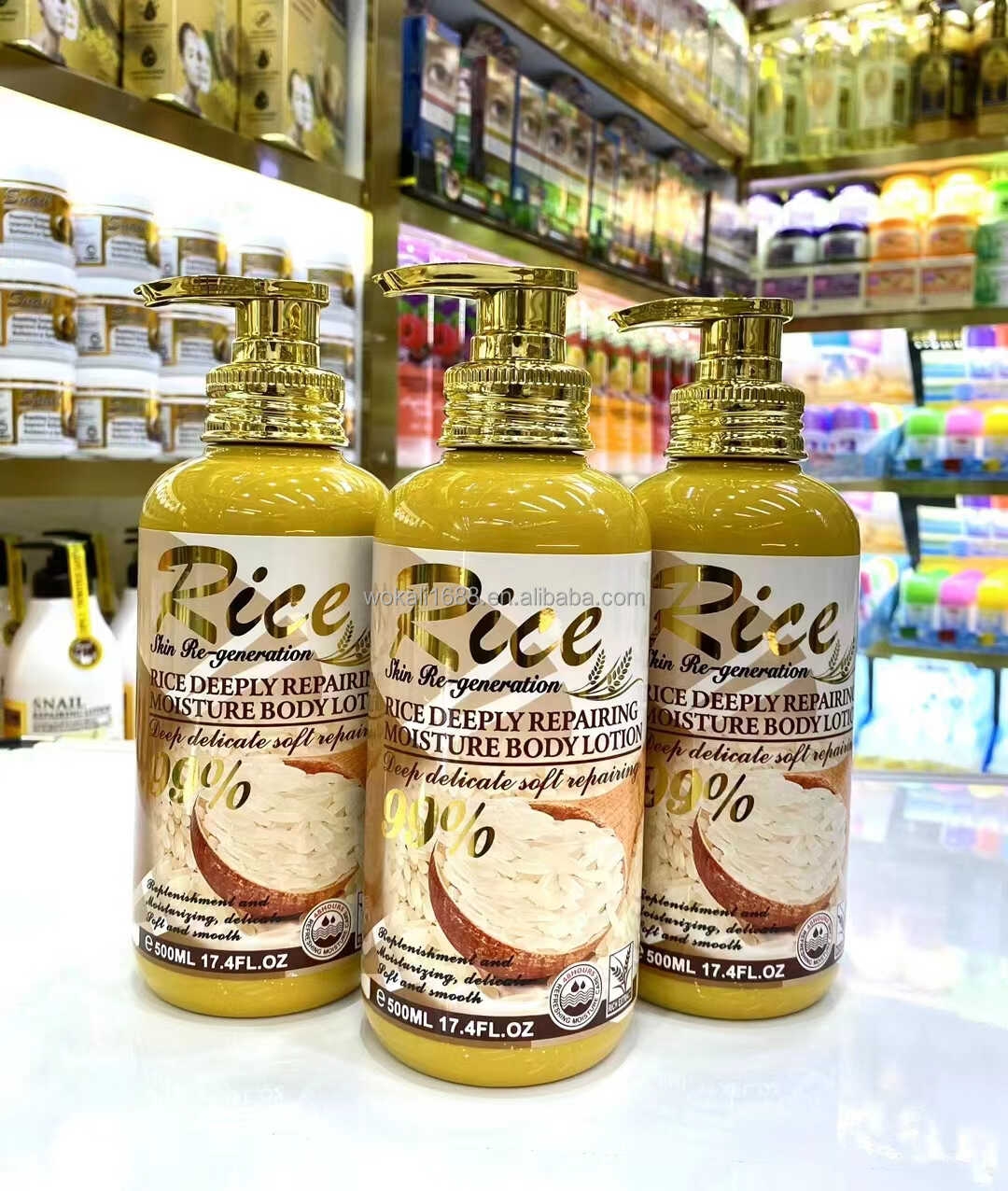 100% Pure Natural Fruits Extract Wokali 500ML Organic Rice Body Lotion of Moisturizing, Tendering, Softening WHITENING