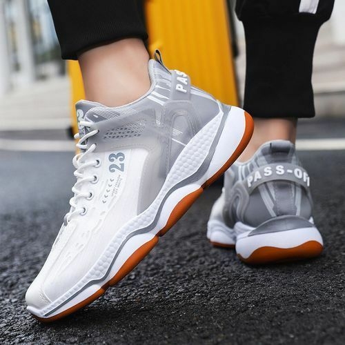 product_image_name-Fashion-Leather And Mesh High Top Trainers For Men Shoes-gray-1