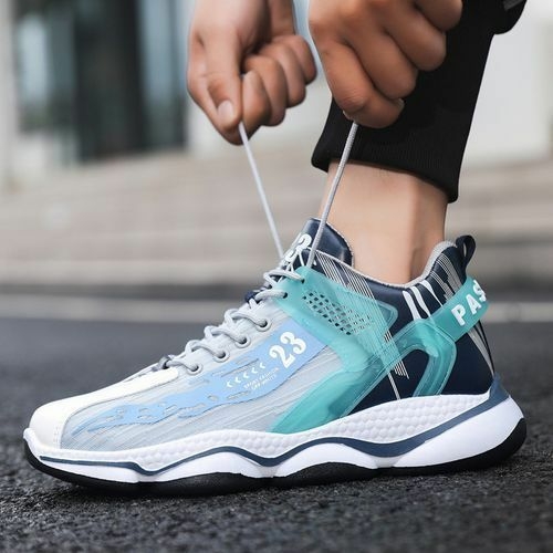 product_image_name-Fashion-Leather And Mesh High Top Trainers For Men Shoes-green-3