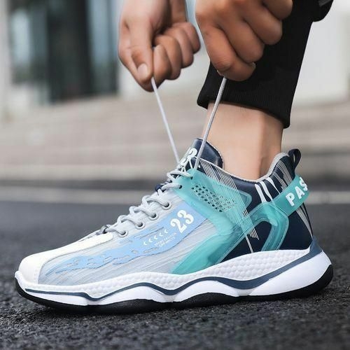 product_image_name-Fashion-Leather And Mesh High Top Trainers For Men Shoes-green-3