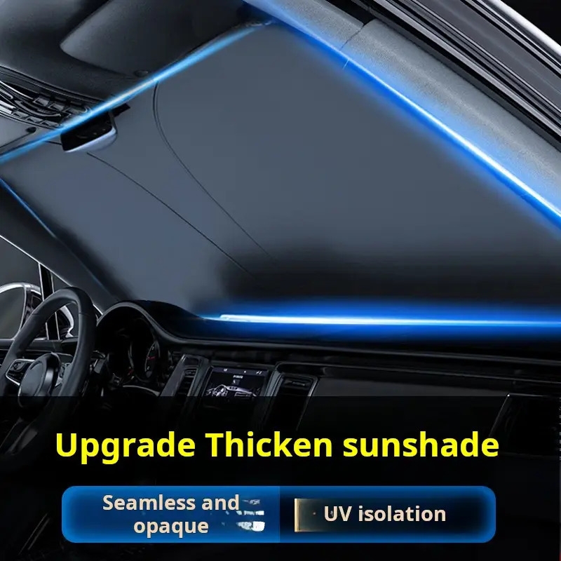 便携式汽车挡风玻璃遮阳帘 - 内饰配件用热隔离前窗遮阳罩,适用于大多数车型