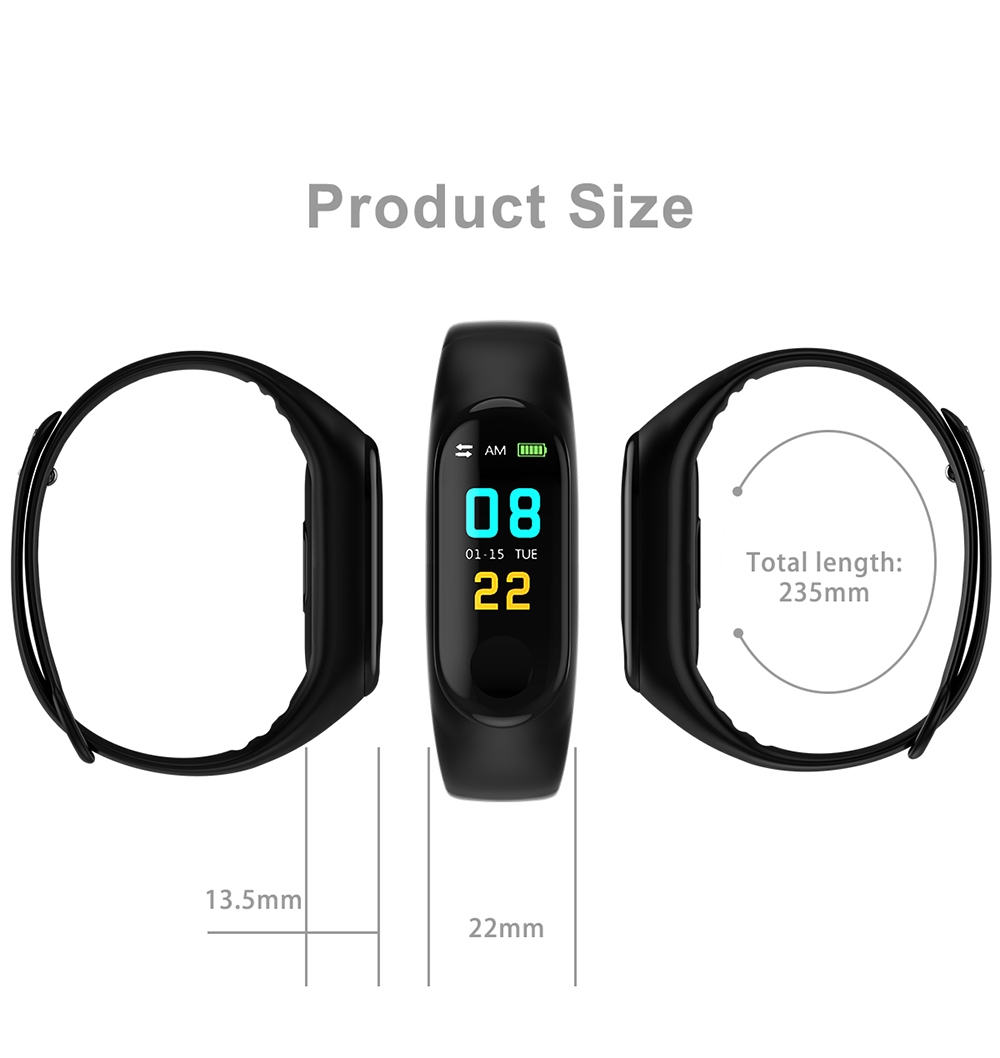 M3PLUS 0.96 inch Smart Bracelet Bluetooth 4.0 Heart Rate Monitoring Blood Pressure Functions M3PLUS 0.96 inch Smart Bracelet Bluetooth 4.0 Heart Rate Monitoring Blood Pressure Functions