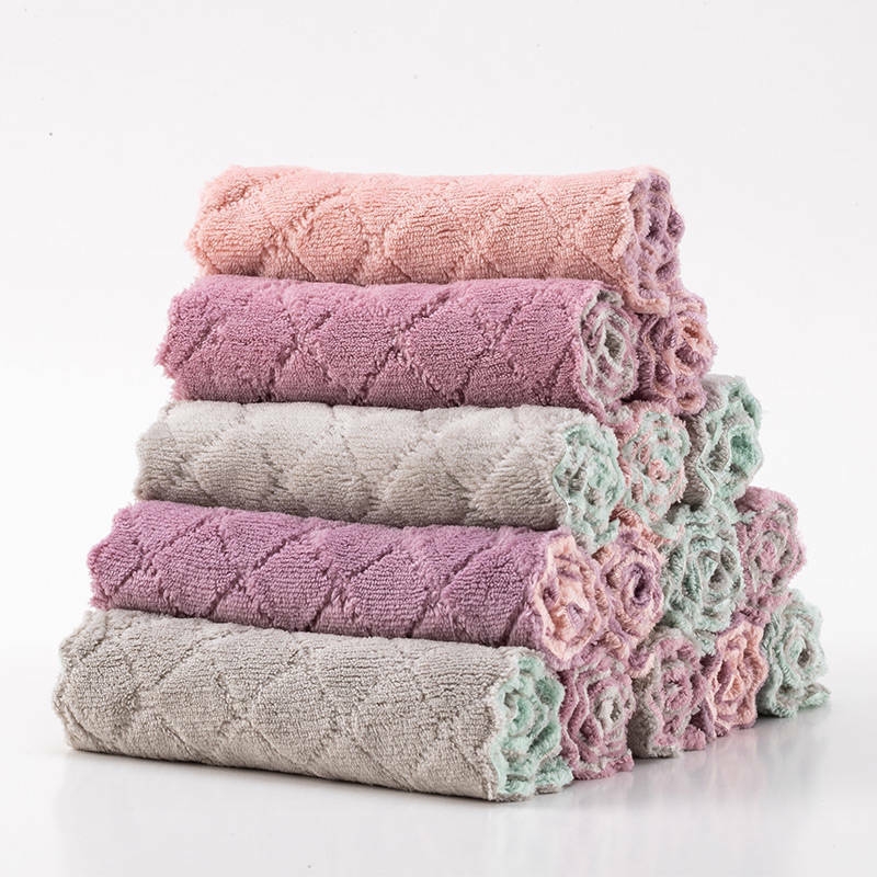 Wholesale Coral fleece double-sided dishcloth kitchen towel