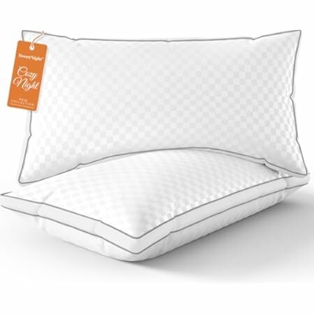 Sweetnight Bed Pillows King Size Set of 2, Fluffy Luxury Hotel Collection Gusseted Large Pillows for Neck and Shoulder, Side Back Stomach Sleeper Pillow, Cozy Night 18