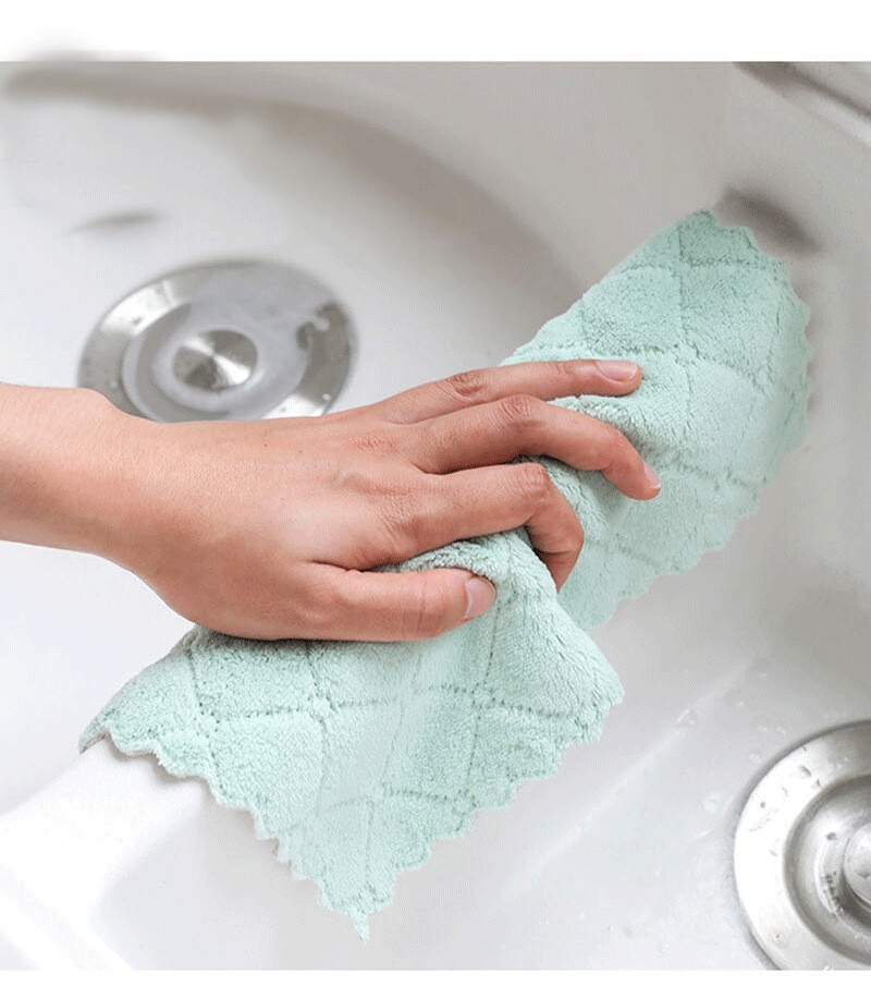 Wholesale Coral fleece double-sided dishcloth kitchen towel