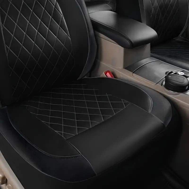 upgrade your car interior with 9pcs set quilted leather thread pressing seat covers airbag compatible breathable 4