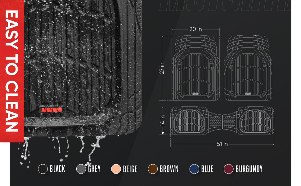 Motor Trend All-Weather Rubber Floor Mats for Cars