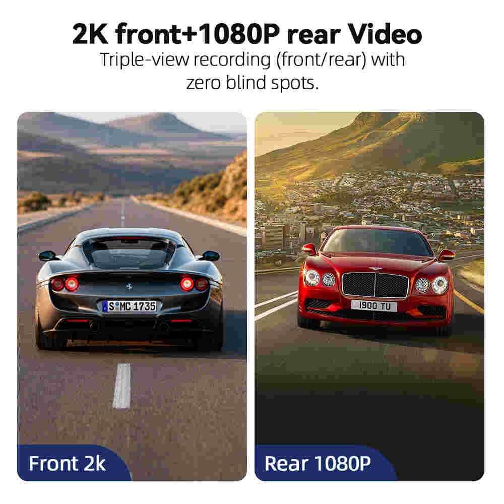 Single 2k Dashcam Loop Recording Wireless WiFi Dash Cam Front with App G-Sensor 24H Parking Mode Dashcams for Cars