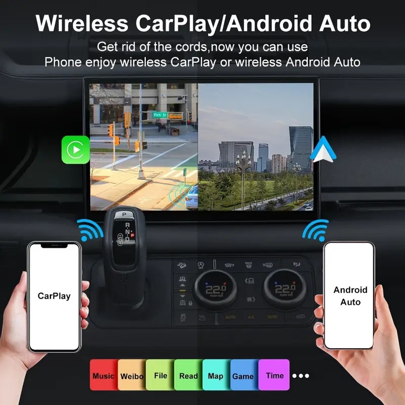 flixivi 2025 二合一无线carplay和  auto智能盒，支持一键设置、供电、无线和wifi，适用于 、沃尔沃、 、名爵、 、马自达、福特，音频系统，即插即用，紧凑设计，供电（5v），智能手机与汽车的无缝集成，无线连接，兼容智能手机和车辆，安装简便 商品详情 5