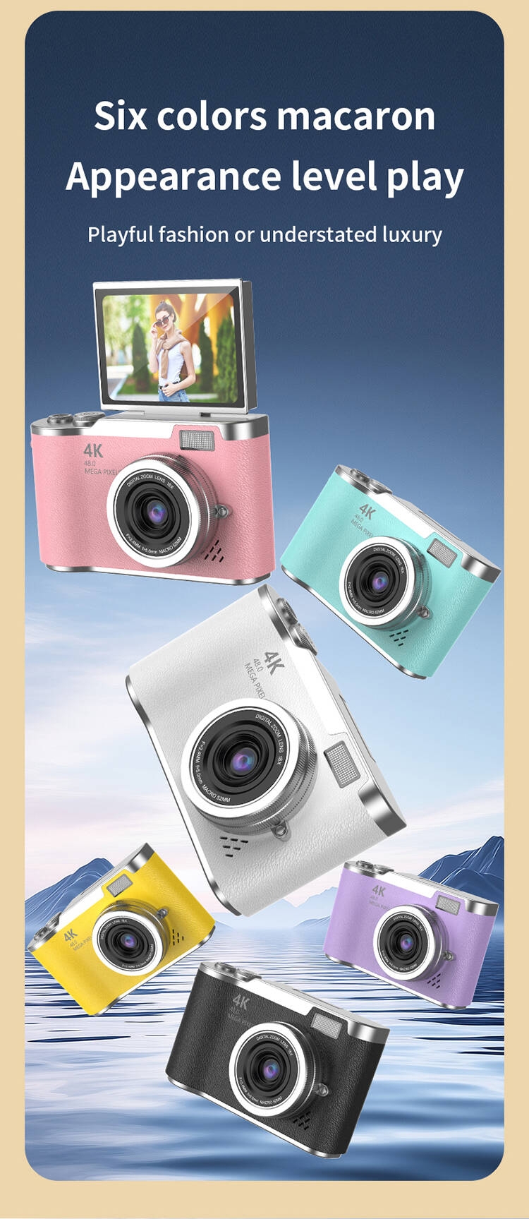 2025 New Flip Screen Camera Built in LED Fill Light 8X Zoom Lens 1080P HD Photography Videography Autofocus CCD Digital Cameras