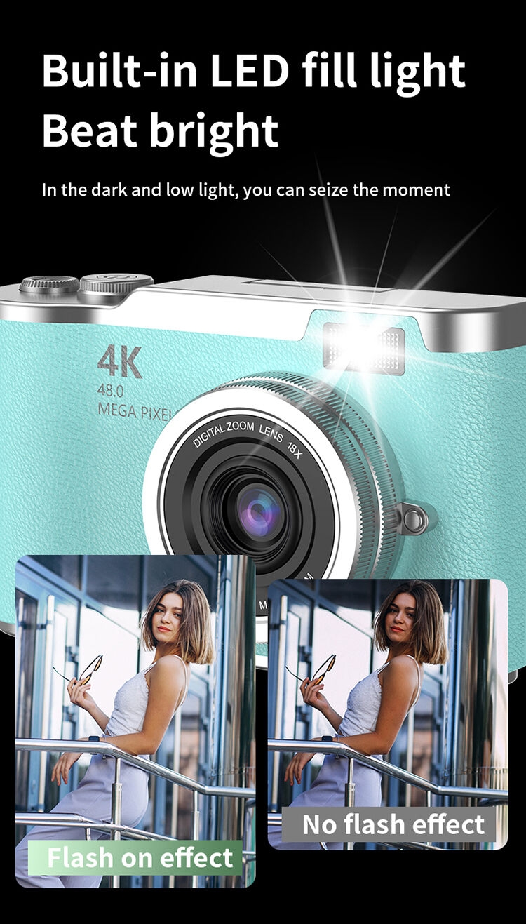 2025 New Flip Screen Camera Built in LED Fill Light 8X Zoom Lens 1080P HD Photography Videography Autofocus CCD Digital Cameras