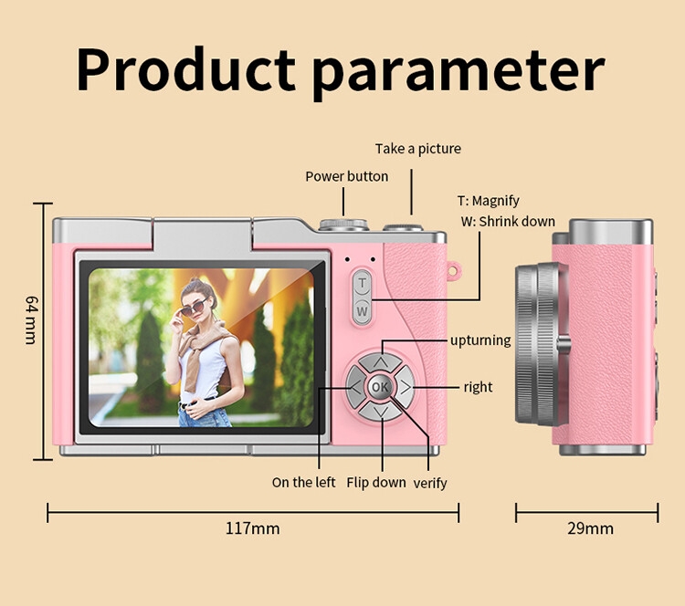 2025 New Flip Screen Camera Built in LED Fill Light 8X Zoom Lens 1080P HD Photography Videography Autofocus CCD Digital Cameras