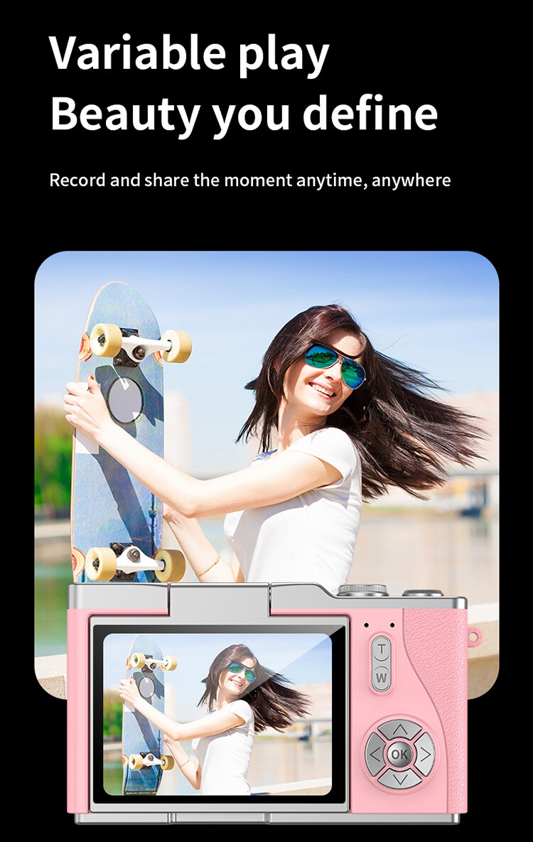 2025 New Flip Screen Camera Built in LED Fill Light 8X Zoom Lens 1080P HD Photography Videography Autofocus CCD Digital Cameras