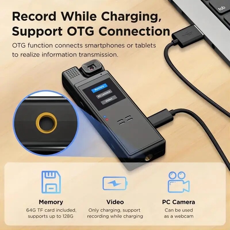 smart recorder 1080p hd 180 degree rotatable lens   camcorder usb charging perfect gift for holidays birthdays sd card not included 3