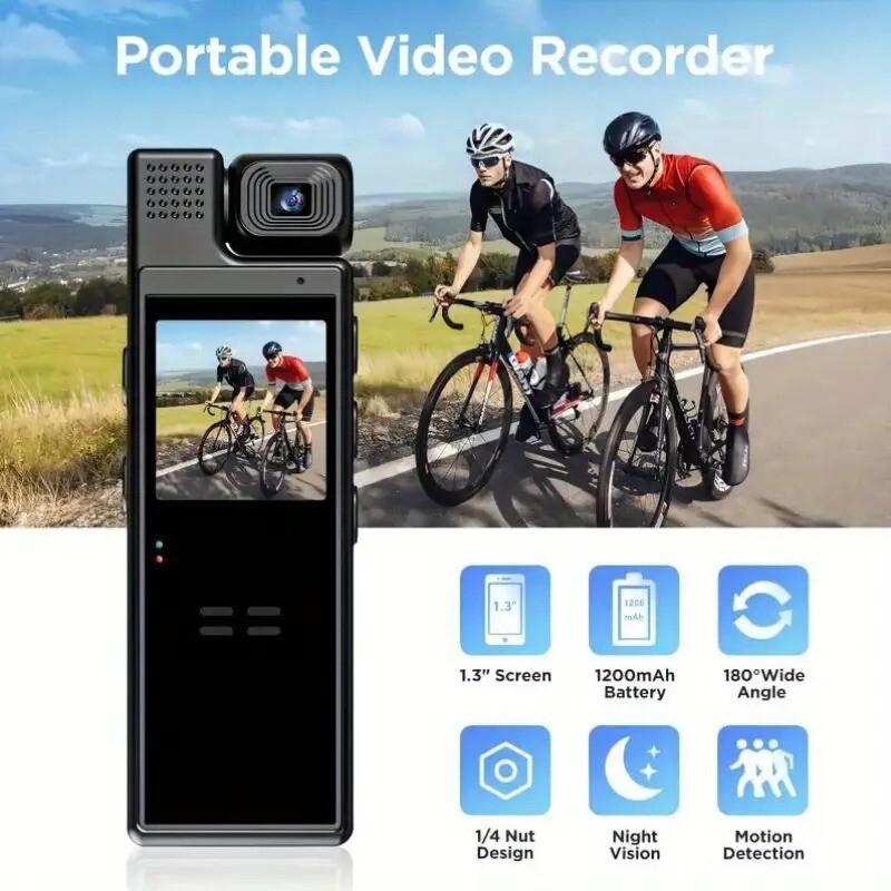 smart recorder 1080p hd 180 degree rotatable lens   camcorder usb charging perfect gift for holidays birthdays sd card not included 4