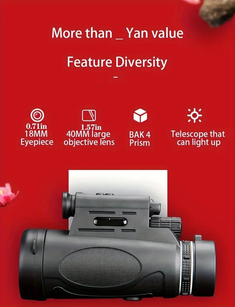 experience a clear field of vision outdoors with a professional fmc monocular outdoor portable large objective monocular suitable for outdoor camping traveling bird watching and giving gifts details 0