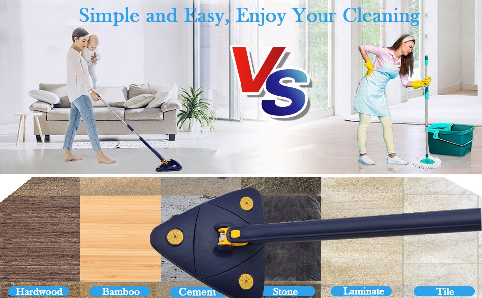 360° Rotatable Cleaning Mops Adjustable Triangle Floor Cleaner Mop