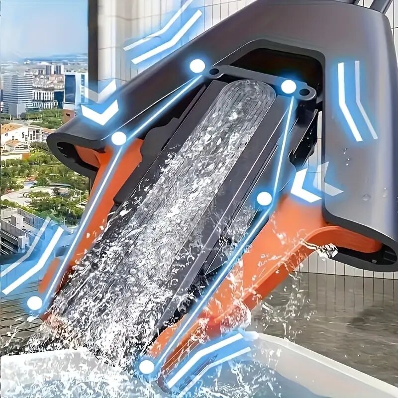 多功能双折泡棉拖把，附2个替换头，海绵拖把半折即可挤出水，无需洗手，加大加厚吸水一扫清洁懒人地板清洁神器拖把 详情 5