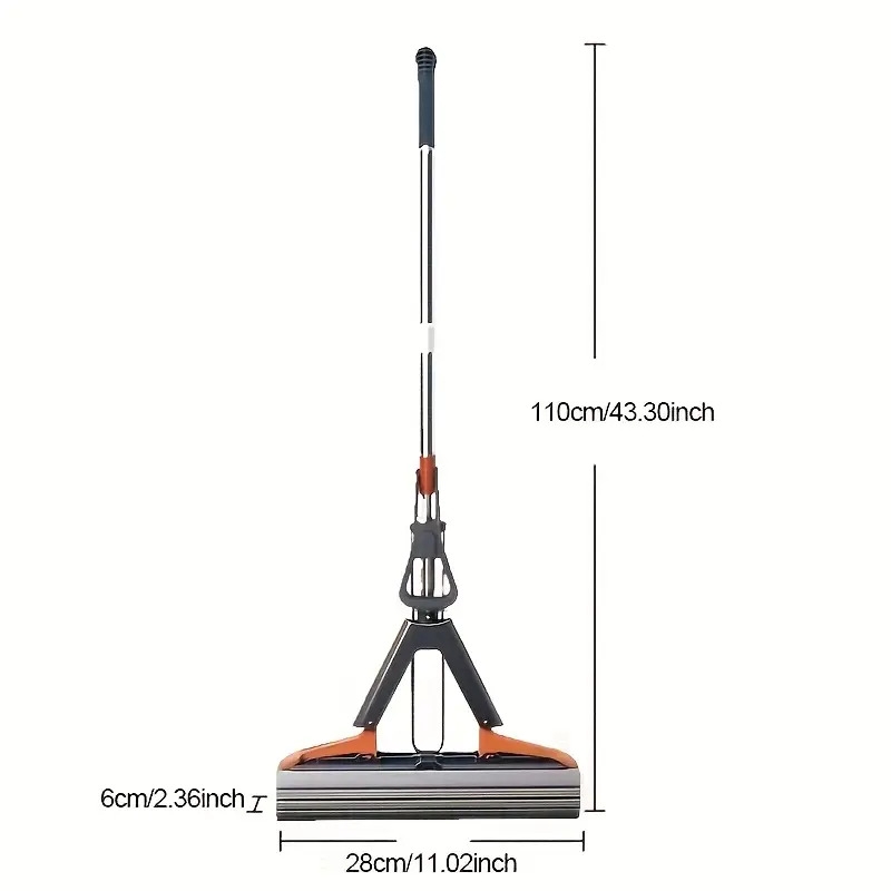 多功能双折泡棉拖把，附2个替换头，海绵拖把半折即可挤出水，无需洗手，加大加厚吸水一扫清洁懒人地板清洁神器拖把 详情 8