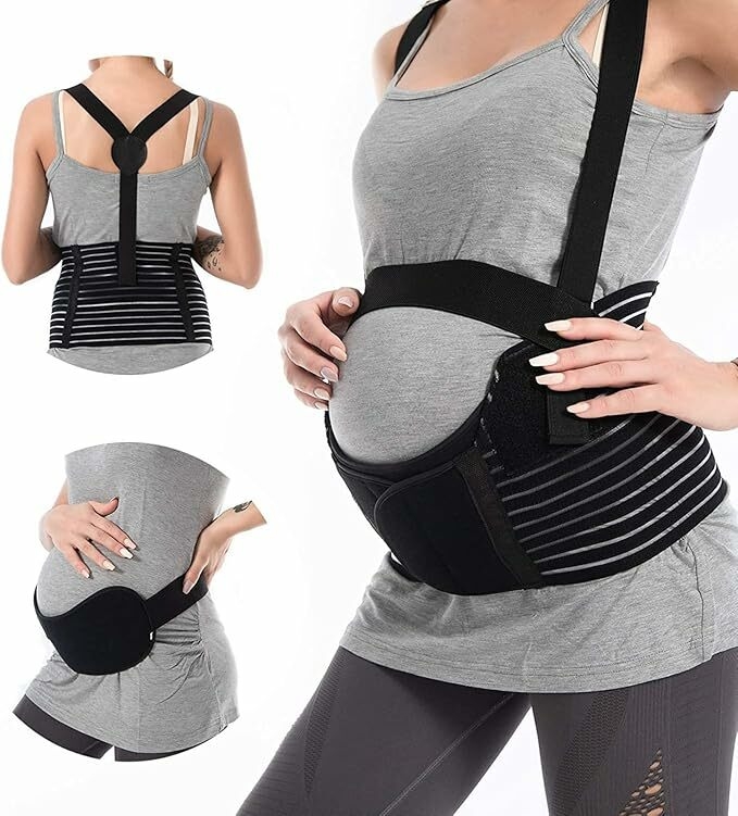 MAKINGTEC Maternity belt, Belly Band Support Maternity Belt Pregnancy Belly Band Waist Abdominal Back Belly Band Support Brace Adjustable Breathable Belly Support Care Pregnancy(L)