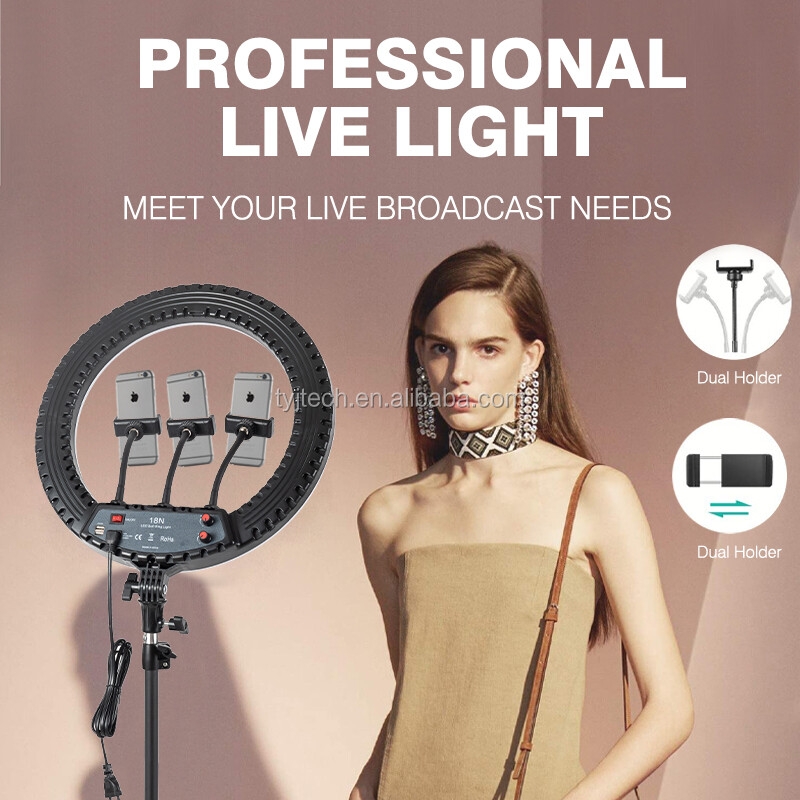 LED ring light 60W 4800-5200K 36cm 416pcs leds tiktok selfie ring light with tripod stand aro de luz ring light 18 inch