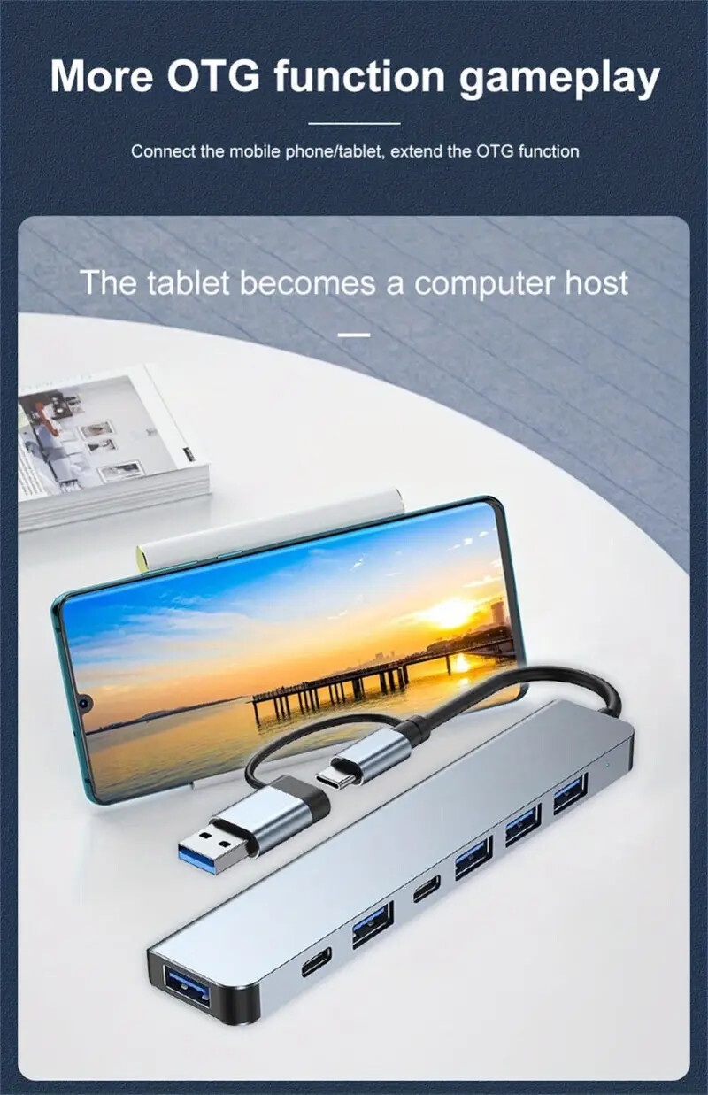 type c hub high speed usb 3 0 hub splitter card reader rj45 pd 87w multiport with sd tf ports for macbook computer accessories details 7