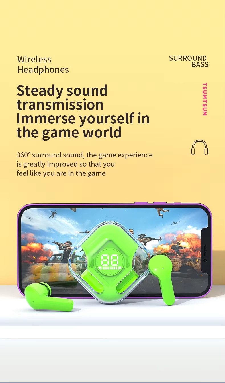 Tws wireless  air37 air 37 31 39 tm12 auricular cheap gaming noise cancelling transparent tws headphone earphone crystal earbud