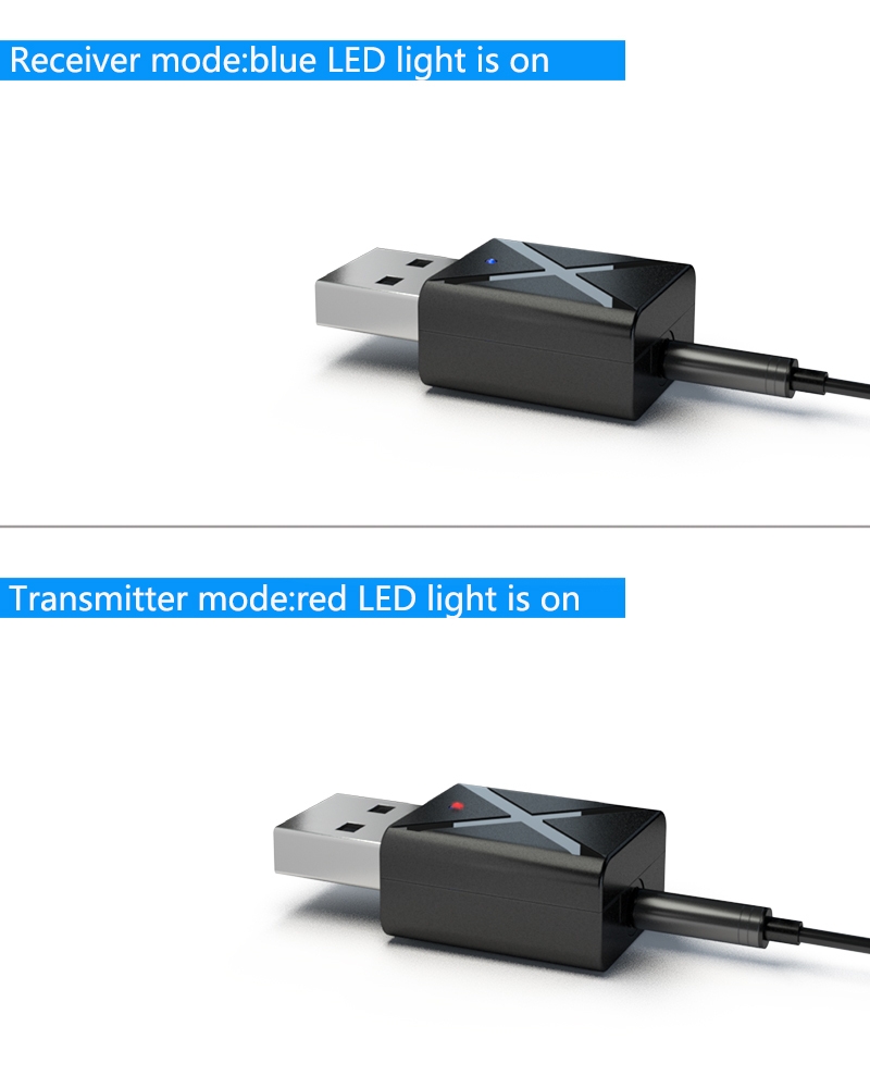 KN320 2 in 1 USB Bluetooth 5.0 Transmitter Receiver AUX Audio Adapter for TV/PC/Car USB Bluetooth Transmitter Receiver