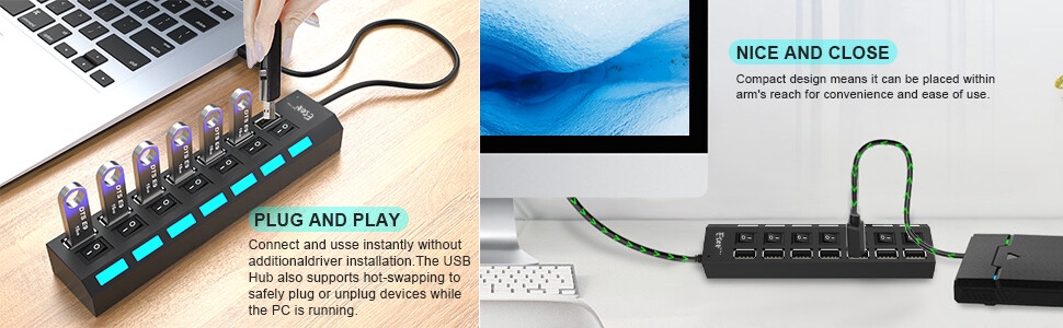 7-Port USB Hub USB 2.0