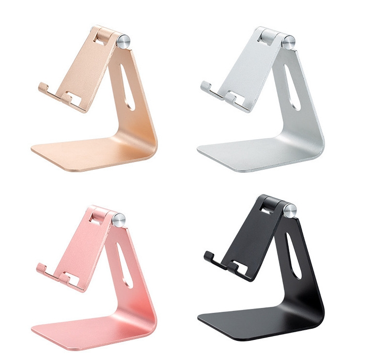 OEM customized laser logo aluminum alloy desk phone stand holder desktop mount bracket for ipad tablet PC