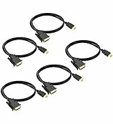 HDMI to DVI Cable 3ft 5-Pack, Bidirectional DVI to HDMI Cord Adapter 1080P Video High Speed Compa...